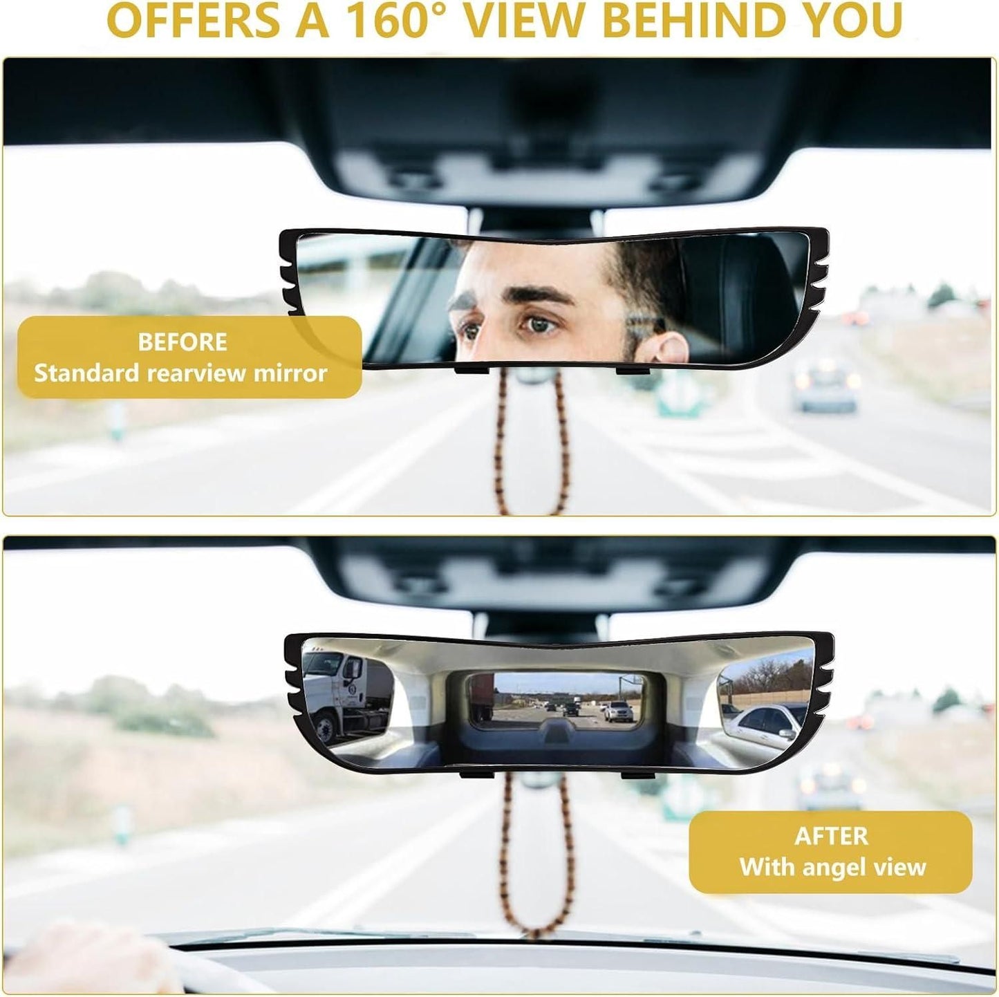 Wide Angle Rearview Mirror with Angel Vision